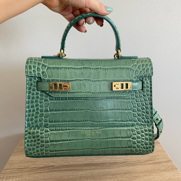 Teddy Blake Kim Croco 11” Salvia Green Purse - Picture 2 of 6